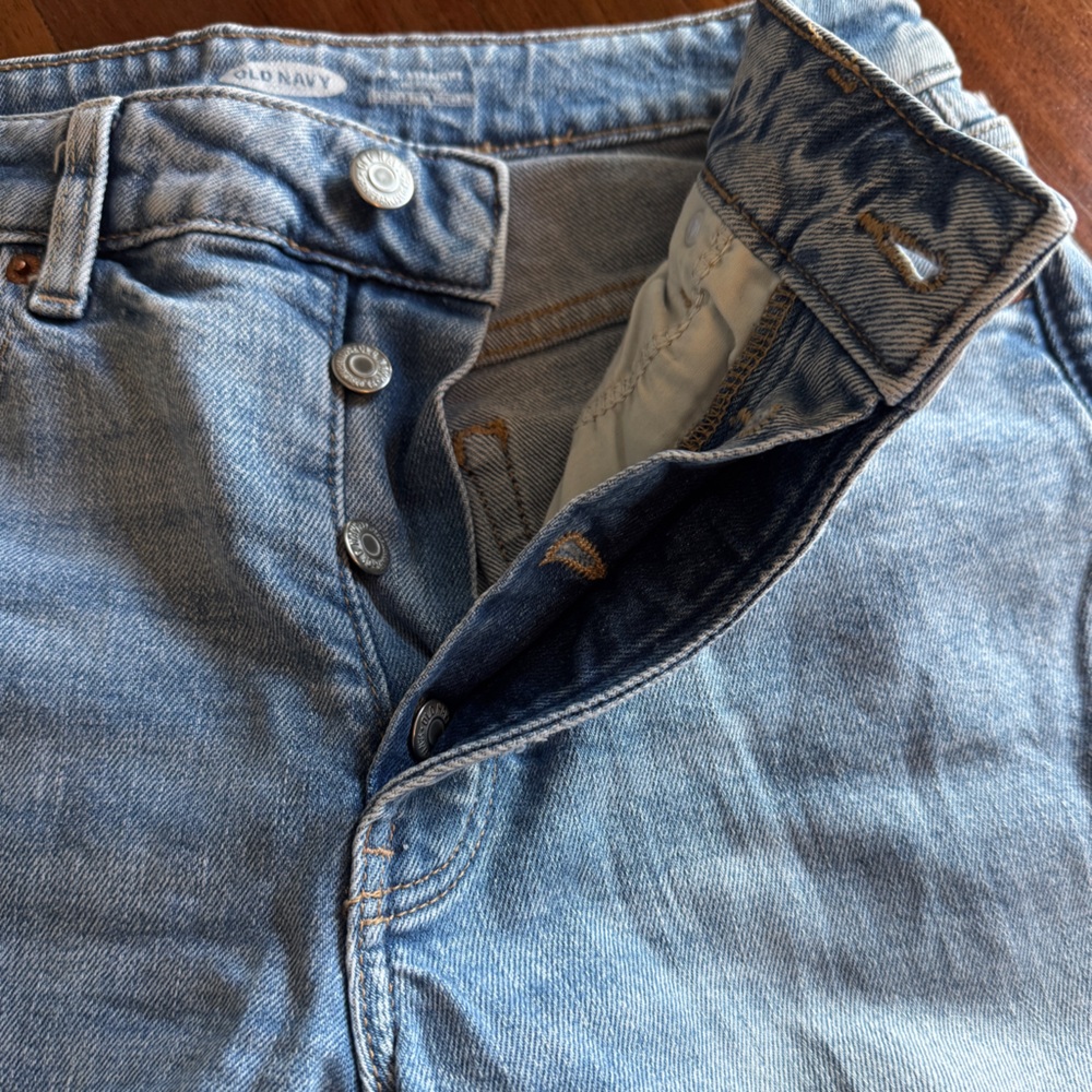 Old Navy O.G. Straight Button Fly High Rise Ripped Jeans - Picture 4 of 7